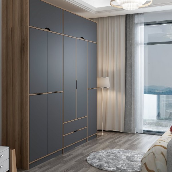 Elina garderob 232 x 52 x 253 cm - Antracit/brun Elina garderob 232 x 52 x 253 cm - Antracit/brun