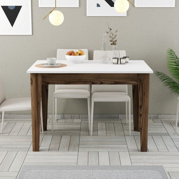 Table à manger Kyiv 110 x 72 cm - Blanc/noyer Table à manger Kyiv 110 x 72 cm - Blanc/noyer