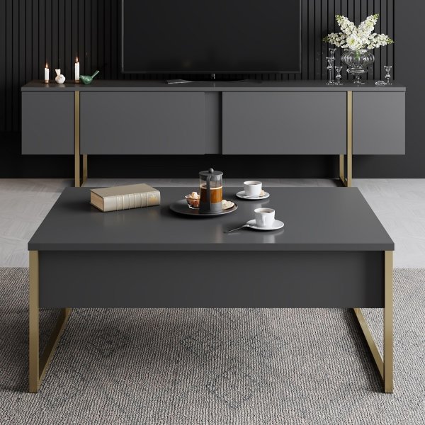 Meuble TV Lux - Anthracite/or Meuble TV Lux - Anthracite/or