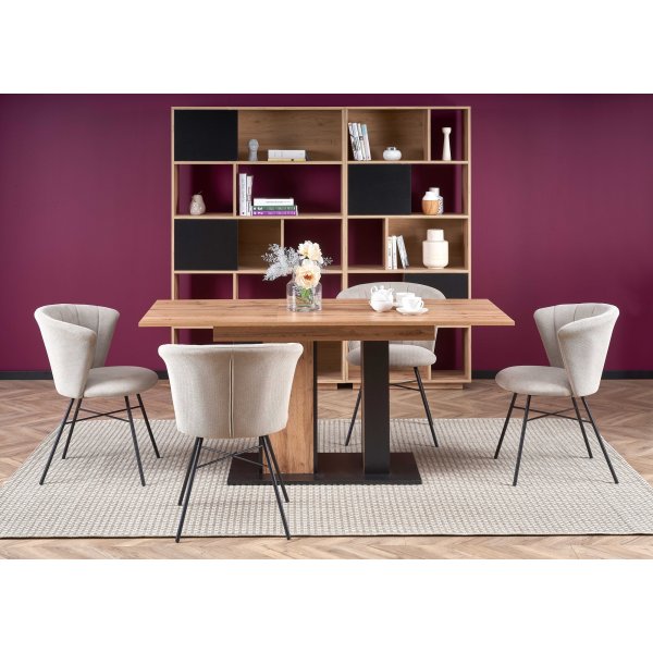 Table  manger Weber 125-170 cm - Chne Wotan/noir