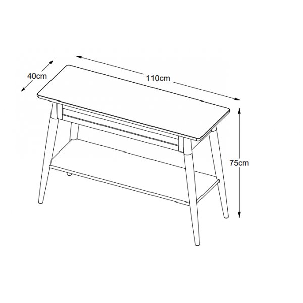 Table console Yuma avec caisson en chêne fumé Table console Yuma avec caisson en chêne fumé