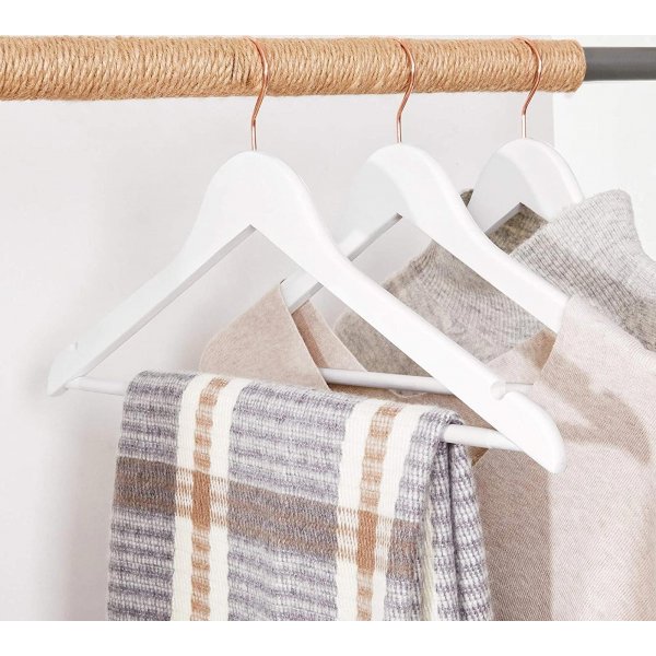 Klädgalge, trä, 44,5 cm, 20-pack - Vit/rosa Klädgalge, trä, 44,5 cm, 20-pack - Vit/rosa