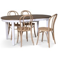 Skagen matgrupp; matbord 160/210x90 cm - Vit / brunoljad ek med 4 st Danderyd No.18 stolar Whitewash Skagen matgrupp; matbord 160/210x90 cm - Vit / brunoljad ek med 4 st Danderyd No.18 stolar Whitewash