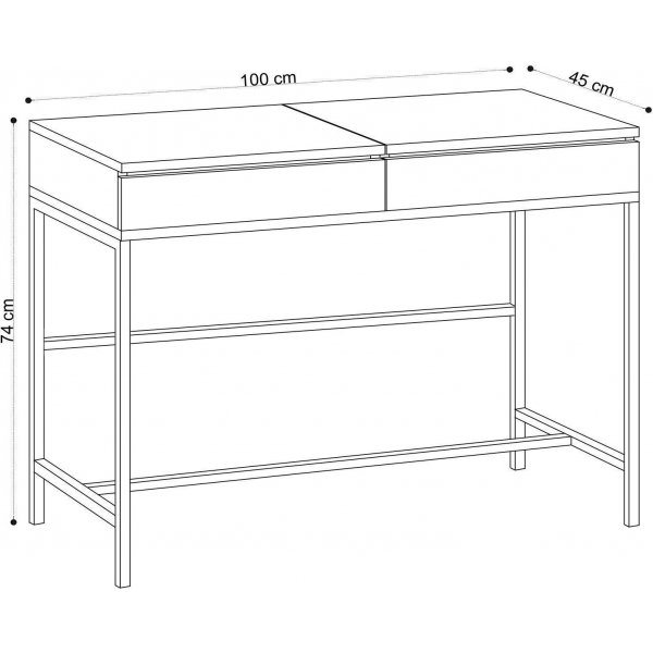 Linda sminkbord 100 x 75 cm - Ek/svart Linda sminkbord 100 x 75 cm - Ek/svart