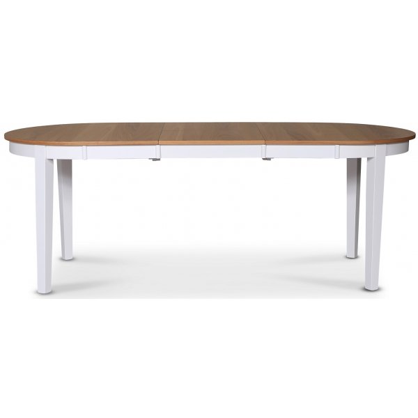 Fårö matgrupp; Ovalt matbord 160-210 cm - Vit / Oljad Ek med 6 st Danderyd No.16 matstolar Whitewash Fårö matgrupp; Ovalt matbord 160-210 cm - Vit / Oljad Ek med 6 st Danderyd No.16 matstolar Whitewash