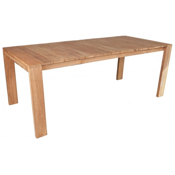 Utegrupp: 6 stolar och matbord 210 x 90 cm teak - Salt