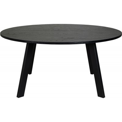Freddy matbord runt 155 cm - Svart ekfanér/svart metall
