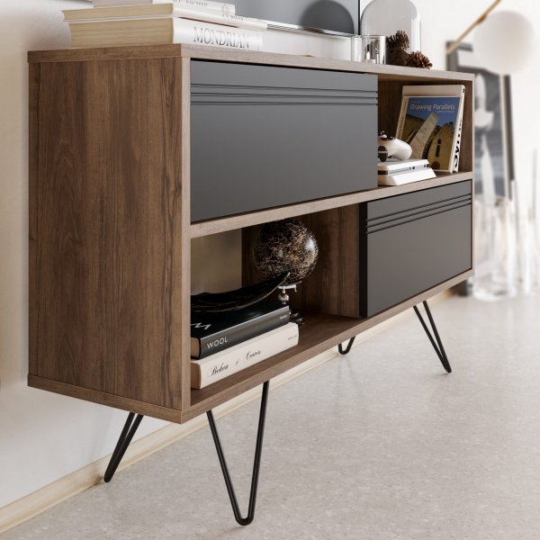 Kerby TV-bänk - Antracit/valnöt Kerby TV-bänk - Antracit/valnöt