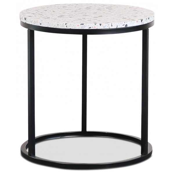 Terrazzo sidobord 50 cm - Terrazzo Cosmos & underrede accent i svart metall