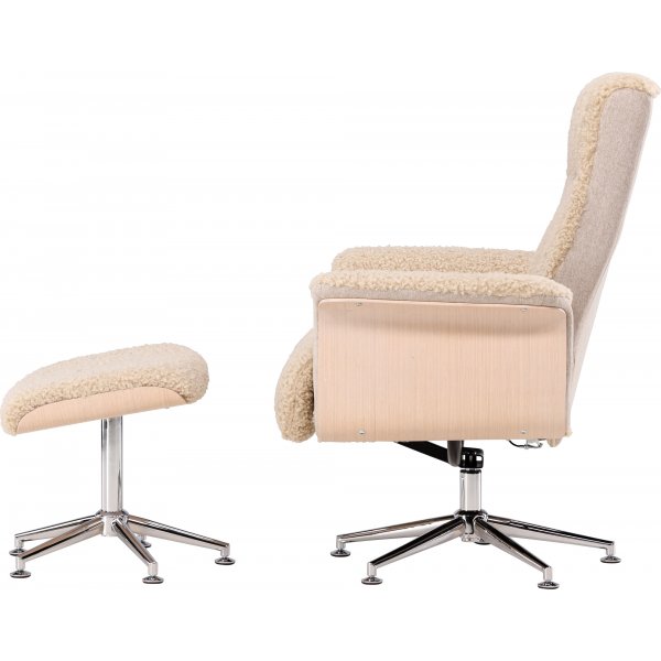 Fåtölj med fotpall - Beige / Whitewash Fåtölj med fotpall - Beige / Whitewash