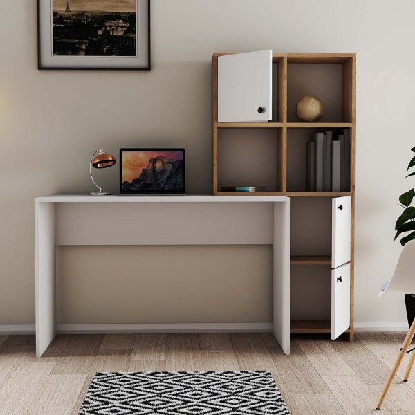 Bureau Silence 156,8 x 51,5 cm, droite - Blanc/chêne Bureau Silence 156,8 x 51,5 cm, droite - Blanc/chêne