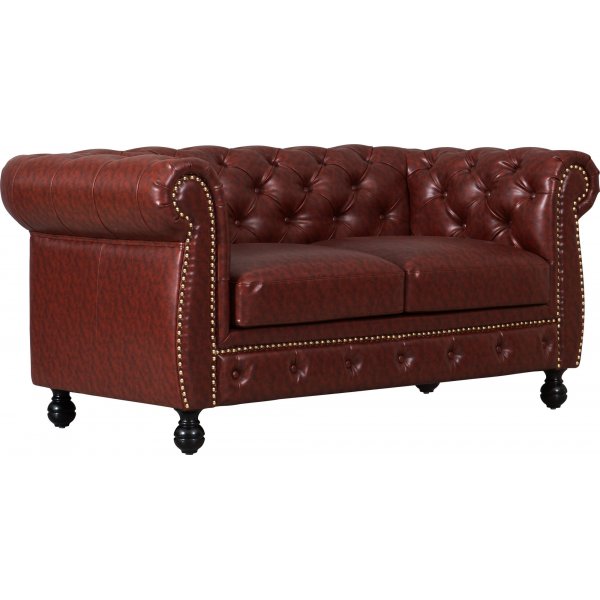 Canap Chesterfield 2 places en PU marron