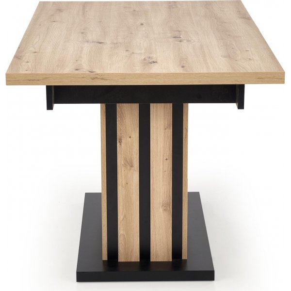 Table  manger Lamello 130-180 x 80 cm - Chne artisanal/noir