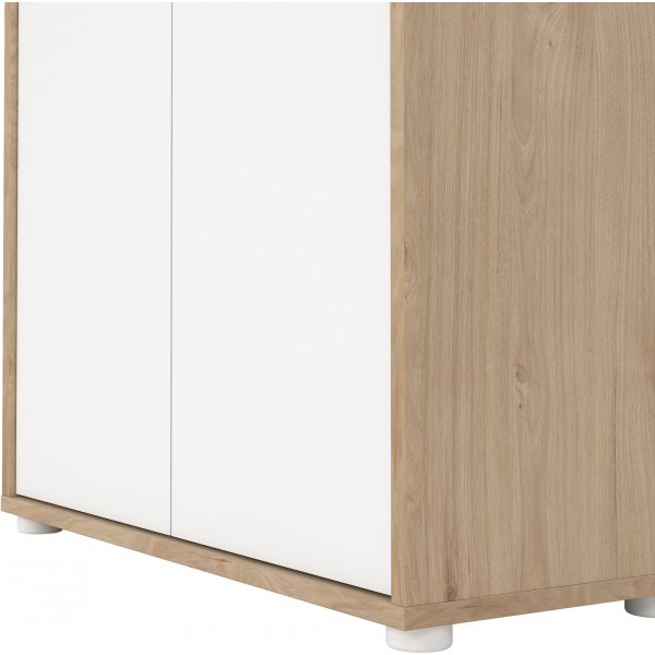 Bibliothèque Sign basse avec portes - Blanc/hickory Bibliothèque Sign basse avec portes - Blanc/hickory