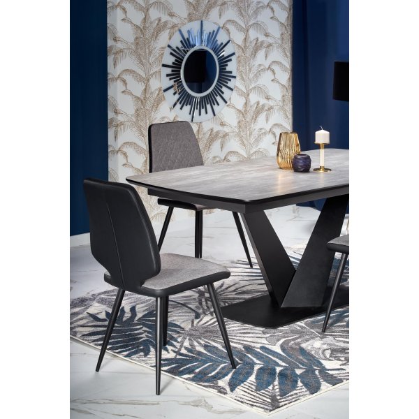Table  manger Jaylynn 180-230 x 95 cm - Gris fonc/noir
