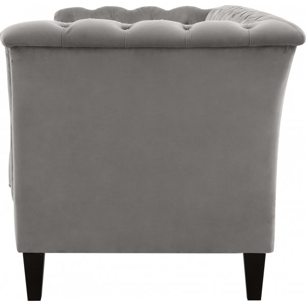 Henry 3-sits soffa Chesterfield i grå sammet + Fläckborttagare för möbler Henry 3-sits soffa Chesterfield i grå sammet + Fläckborttagare för möbler