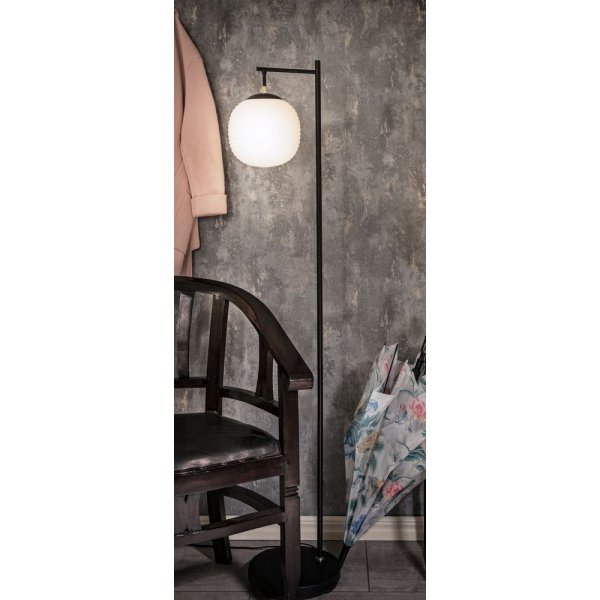Rille golvlampa - Svart/opalvit Rille golvlampa - Svart/opalvit