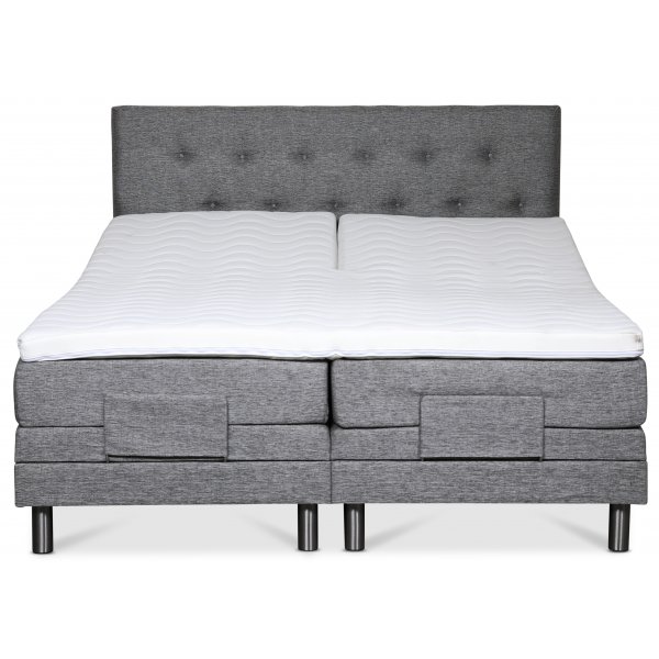 Klara compleet verstelbaar tweepersoonsbed met hoofdeinde 7-zone Pocket - Grijs