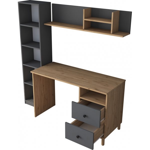 Bureau Hanna avec systme d\\\'tagres 15, 120 x 50 cm - Noyer/anthracite