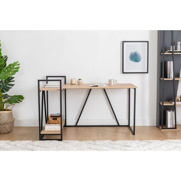 Bureau d\\\'angle Lissa 140 x 90 cm - Chêne saphir/noir Bureau d\\\'angle Lissa 140 x 90 cm - Chêne saphir/noir