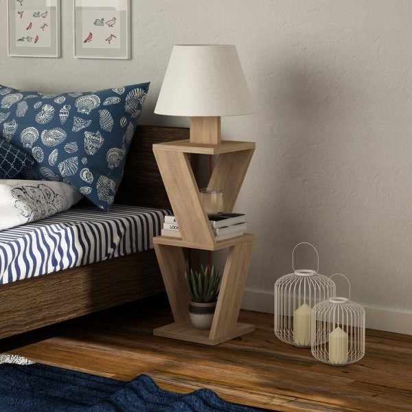 Kozena golvlampa - Ek/vit
