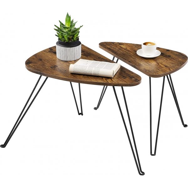 Table basse Sigvard, 2 pièces, 52 x 31,5 | 60 x 38 cm - Marron/noir Table basse Sigvard, 2 pièces, 52 x 31,5 | 60 x 38 cm - Marron/noir