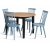 Groupe de salle  manger Dalsland : Table ronde en Chne / Noir avec 4 Pinnstola bleu tourterelle