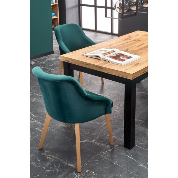 Table à manger extensible Callahan 80x140-220 cm - Noir / bois de hêtre Table à manger extensible Callahan 80x140-220 cm - Noir / bois de hêtre