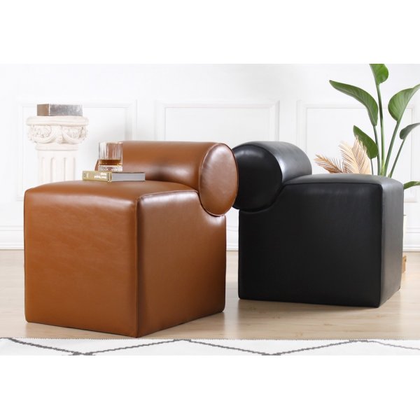 Rohin sittpuff - Brun konstläder Rohin sittpuff - Brun konstläder