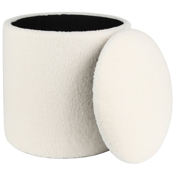 Petit rund pall med frvaring - Ljus Teddy