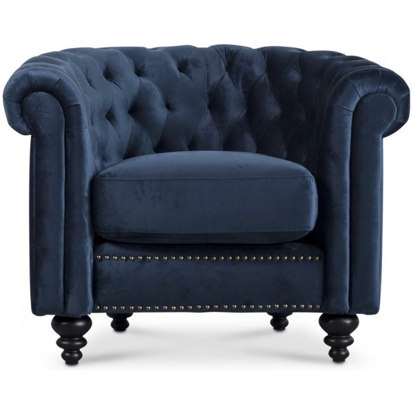 Royal Chesterfield f�t�lj bl� sammet
