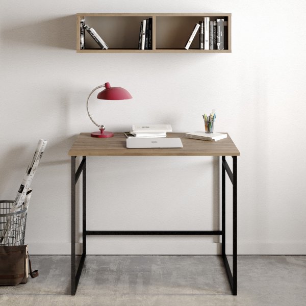 Bureau Gama 90x60 cm - Noyer/noir