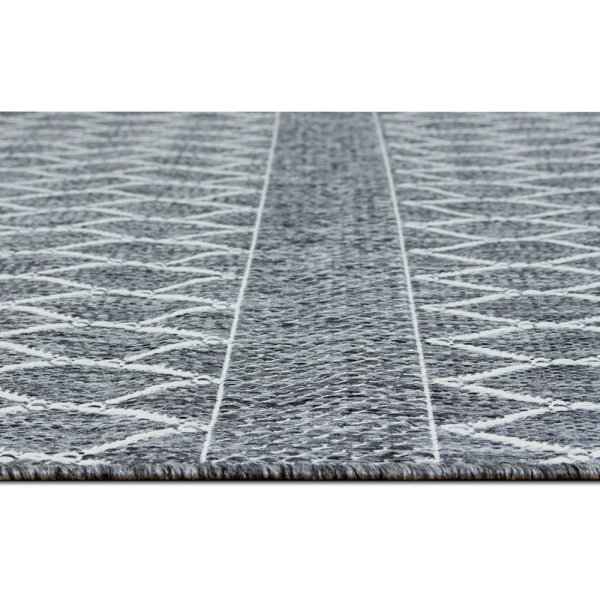 Plat geweven vloerkleed Casey - Grijs/Wit