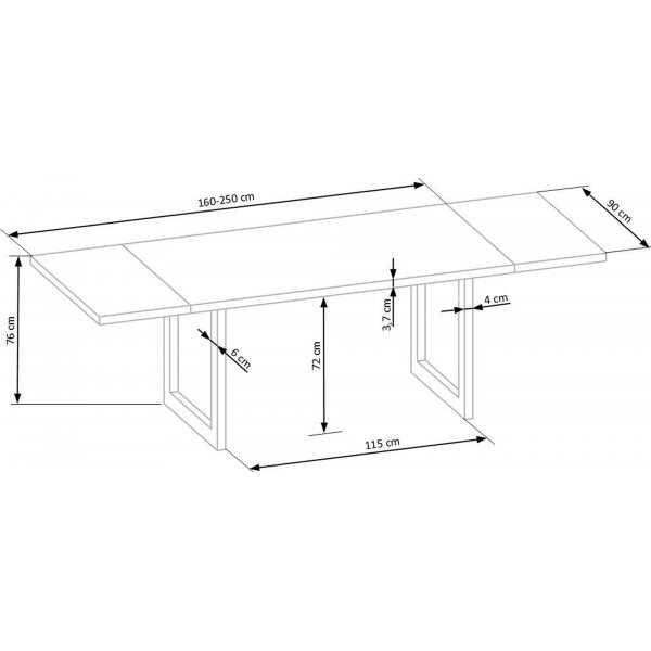 Table  manger Gambon 160x90 cm - Chne/noir