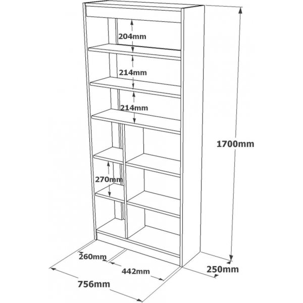 Luvio bokhylla 19 - Ek/silver