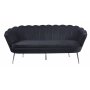 Soffa 3-sits i svart sammet - Kingsley