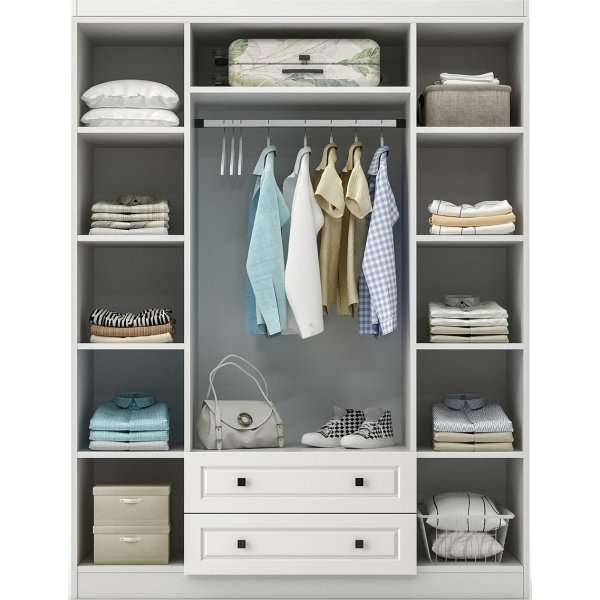 Armoire Bahar 140 x 50 x 210 cm - Blanc Armoire Bahar 140 x 50 x 210 cm - Blanc