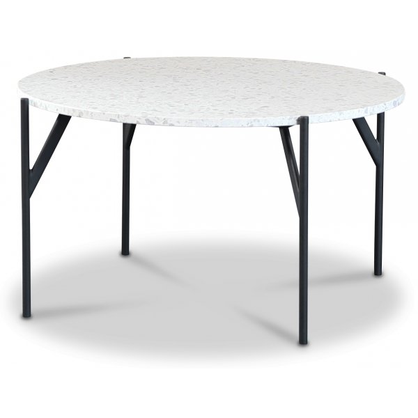 Terrazzo runt soffbord  85 cm - Bianco Terrazzo & underrede AIR
