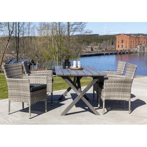 Scottsdale utematgrupp med 4 st ftljer och matbord 150 cm - Gr