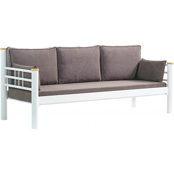 Kappis 3-sits utesoffa - Vit/brun