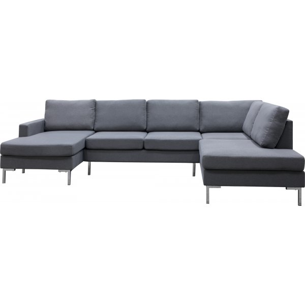 Nova grå U-soffa med metallben - 320 cm Nova grå U-soffa med metallben - 320 cm
