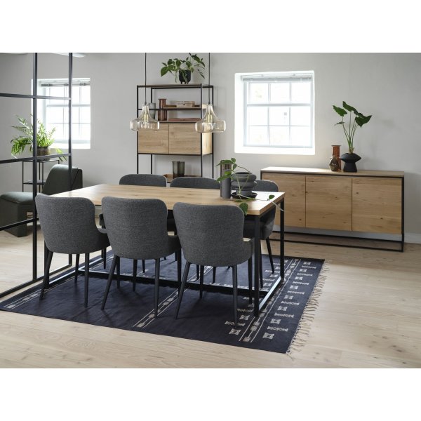 Chaise de salle à manger Boss en tissu bouclé gris foncé Chaise de salle à manger Boss en tissu bouclé gris foncé