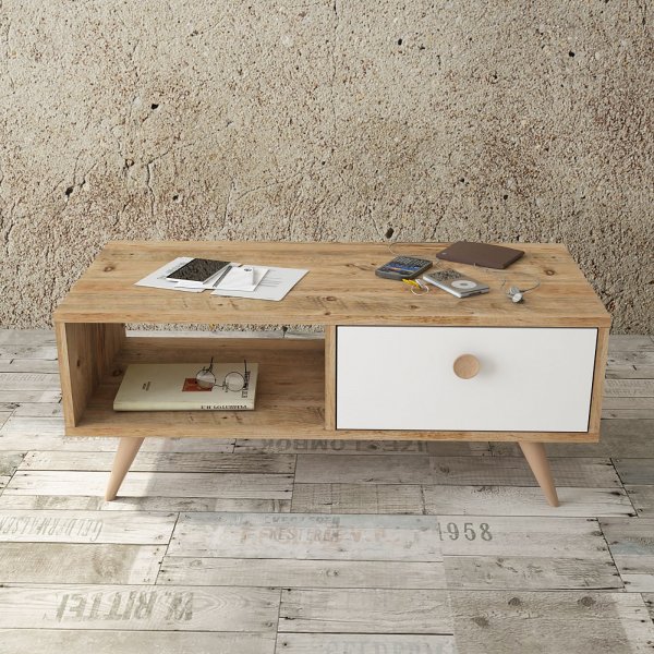 Vilamo soffbord 96 x 44,5 cm - Furu/vit