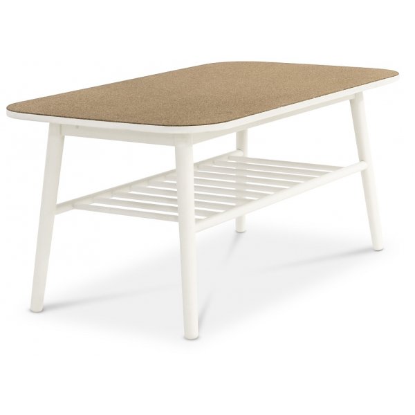 Salt soffbord med hylla 110 x 60 cm - Kork/Vit