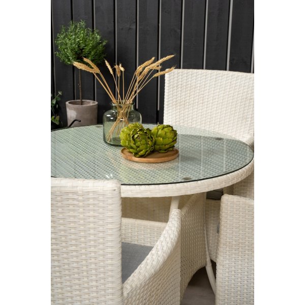 Volta utematgrupp med 4 st Malin stolar - Gr/Vit