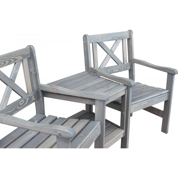 Europa tuinbank met tussentafel - Loveseat - Grijs