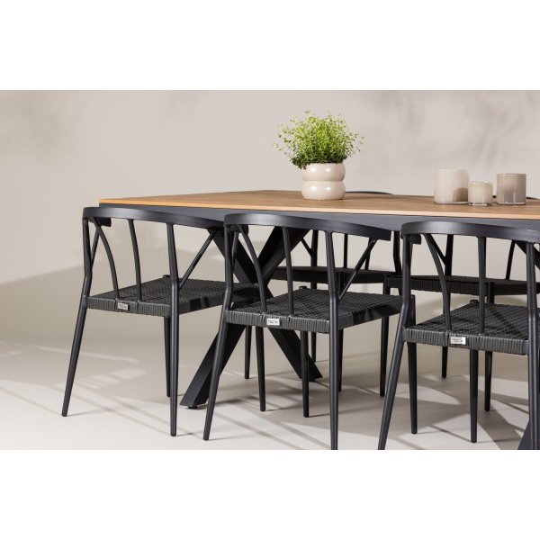 Garcia rektangulr matgrupp med 6 st Stina stolar - Svart