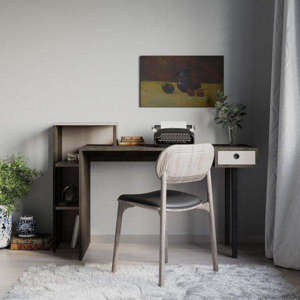 Loyd skrivbord 141x92 cm - Brun/ljus mocka