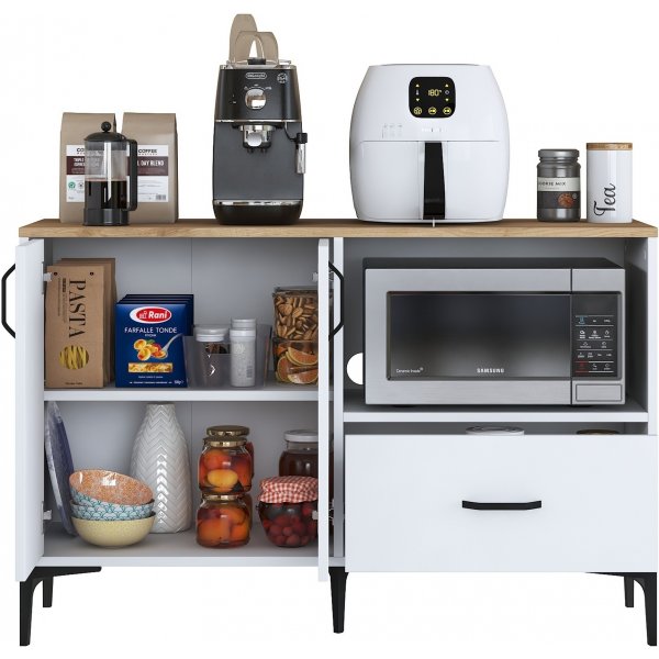 Meuble de cuisine Jericho 161 - Blanc/noyer Meuble de cuisine Jericho 161 - Blanc/noyer