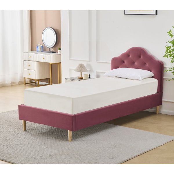 Lemings sngram med snggavel - Rosa sammet - 90 x 200 cm
